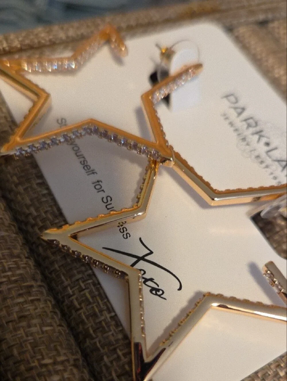 Park Lane Gold Star Outline Hoop Earrings with Crystal Accents - Spangled